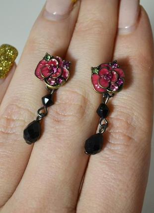 Роскошные серьги розы сережки розочки anna sui