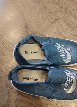 Мокасины тапочки джинсовые lilin shoes голубые5 фото