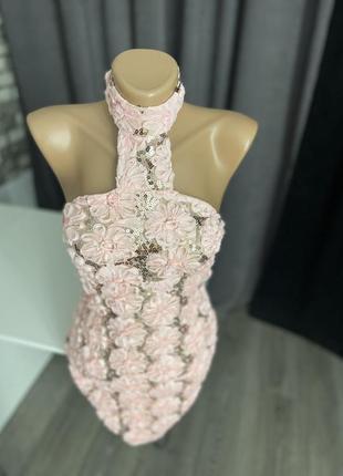 Вечернее платье в розы с паетками2 фото