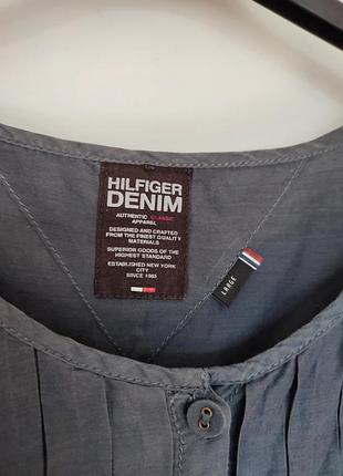 Tommy hilfiger шовкова блуза сіра жіноча шовк silk катонова бавовняна блузка рубашка з коротким рукавом5 фото