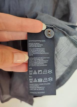 Tommy hilfiger шовкова блуза сіра жіноча шовк silk катонова бавовняна блузка рубашка з коротким рукавом6 фото