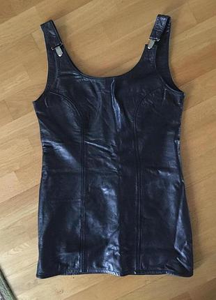 Кожаное платье сарафан zara