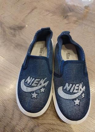 Мокасини капці тапочки джинсові сині lilin shoes2 фото