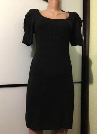 Чёрное вязанное платье/жіноча вʼязана сукня