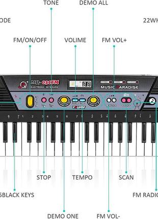 Синтезатор піаніно дитячий із мікрофоном працює від батарейок наляля6 фото