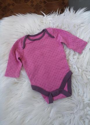 Трикотажный бодик с длинным рукавом на 0-3 месяца