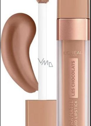 Жидкая матовая помада, нюдового оттенка, 844, l'oreal paris les chocolats