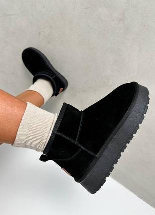 Угги на платформе замш черные7 фото