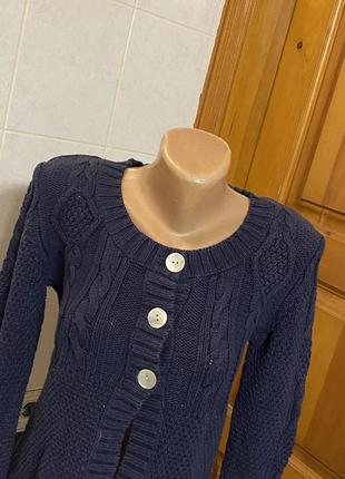 Кофта logg h&m вязаннная синяя кардиган теплый стильный свитер3 фото