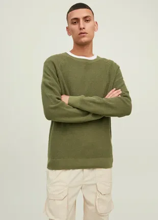 Джемпер jack&jones classic waffle knit khaki