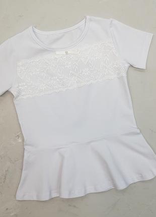 Біла шкільна блузка з коротким рукавом для дівчаток