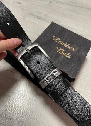 Ремень пояс мужской кожаный в стиле boss / ремень пояс мужественный кожаный