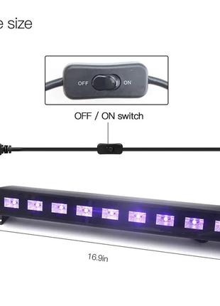 Ультрафіолетова світлодіодна лампа (прожектор) 9/3w 36w 400 мл ip 44 для барів та клубів uv led blac