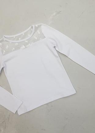 Трикотажная школьная белая блузка1 фото
