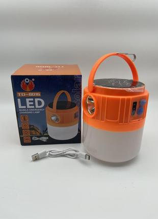 Подвесная ручная лампа фонарь для кемпинга и отдыха solar charging light 100w td-8016