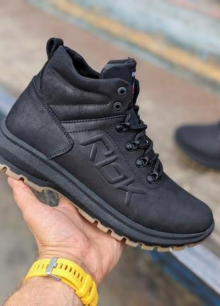 Мужские кожаные зимние кроссовки ботинки  reebok удобная и теплая обувь