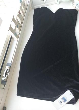 Бархатное стрейчевое мини платье коктейльное