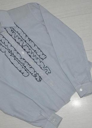 Сорочка з рюшів в дрібну вертикальну смужку