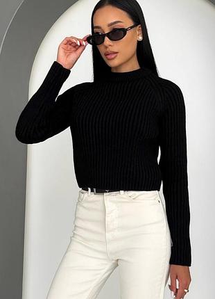 Свитер базовый вязаный черный