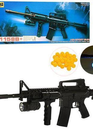 Автомат штурмова гвинтівка пневматична знімна сошка, лазер, ліхтарик, кульки 6 мм p. 1158в+ т1 фото
