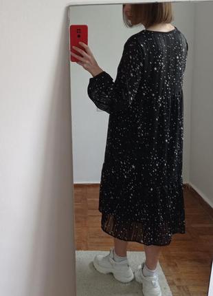Черное платье-миди, платье платье разлетайка в звездочки cherry paris, t12 фото