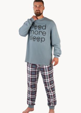 Чоловіча тепла піжама з начосом, утеплений домашній комплект для чоловіків, мужская тёплая пижама7 фото