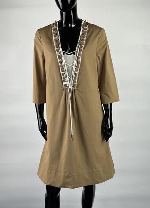 Фирменное платье коттон/шелк/кожа