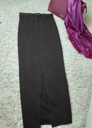 Шикарная шерстяная вязаная юбка макси шоколадного цвета,  aigner  p. 36-387 фото
