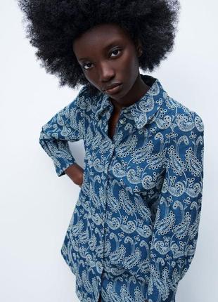 Zara хлопковое платье туника с вышивкой решелье