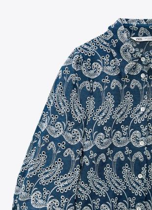 Zara хлопковое платье туника с вышивкой решелье5 фото