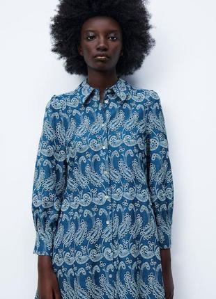 Zara хлопковое платье туника с вышивкой решелье