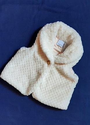 Жилет tahari baby безрукавка хутряна біла айворі на 9-12 місяців (80 см)