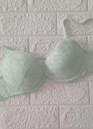 Новый бюстгальтер пуш ап белый мятный р.75/д