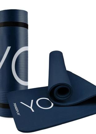 Коврик тренировочный для йоги и фитнеса powerplay 4151 nbr performance mat синий (183x61x1.2) ve-33