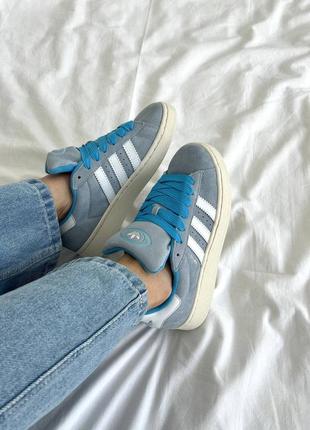 Adidas campus blue кроссовки женские голубые