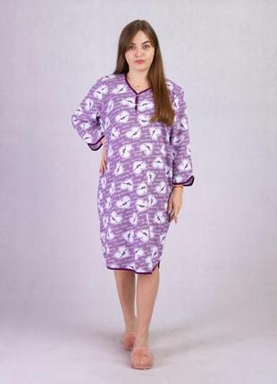 Ночная рубашка женская начос теплая батальная лиловый р.52-642 фото