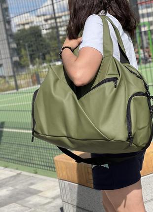 Женская стильная спортивная сумка с отделом для обуви 30l, цвет хаки1 фото