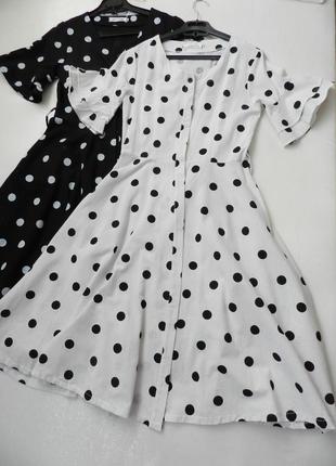 Бавовняна сукня в горох рукав волан пишна спідниця фасон у стилі пін-ап розмір універсальний sm дуже1 фото