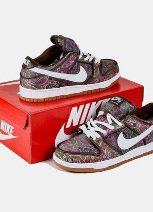 Кожаные кроссовки nike sb dunk low paisley