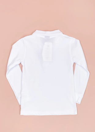 Біла сорочка поло з довгим рукавом для хлопчиків, джемпер з коміром шкільний, теніска3 фото