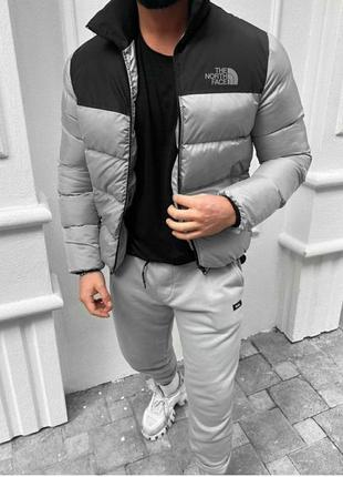 Куртка мужская зимняя tnf черная с серым