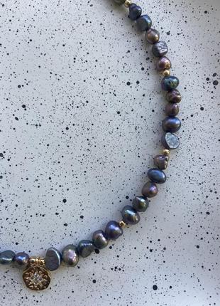 Ожерелье чокер из черного жемчуга2 фото