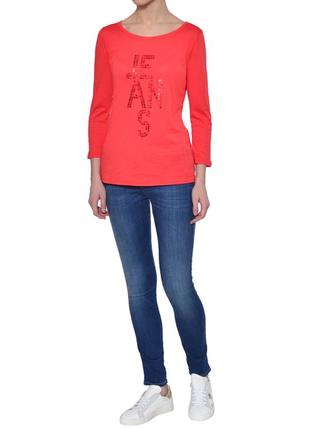 Приємна коралова туніка beldona футболка блуза з птахами реглан лонгслив/модал