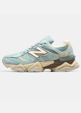 Мужские кроссовки new balance 9060. цвет голубой с бежевым.