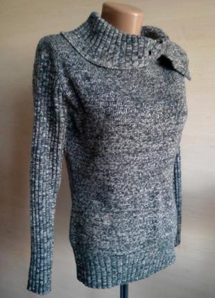 Меланжевий сірий вовняний светр з люверсами saopaulo2 фото