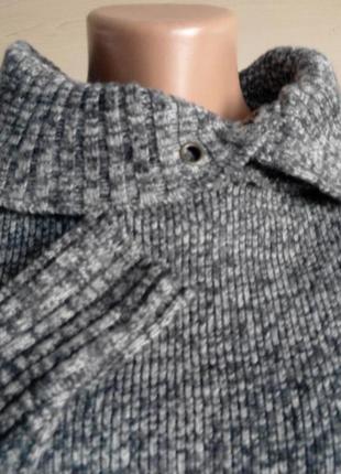 Меланжевий сірий вовняний светр з люверсами saopaulo5 фото