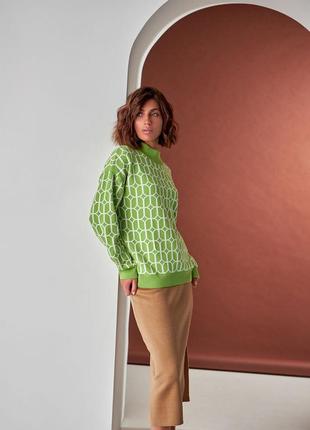 Вязаный женский джемпер, свитер с узором из хлопка свободного фасона 42-46, 48-524 фото