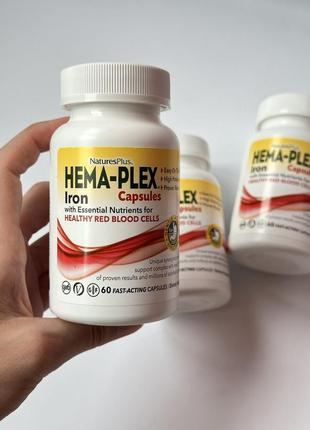 Железо железвие в комплексе naturesplus, hema-plex, 60 капсул сша