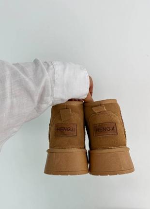 Укороченные угги на высокой массивной подошве🔥