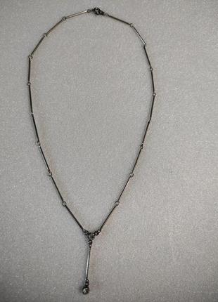 Бижутерия. цепочка трубчатого плетения, со вставками камней. длина 40 см3 фото